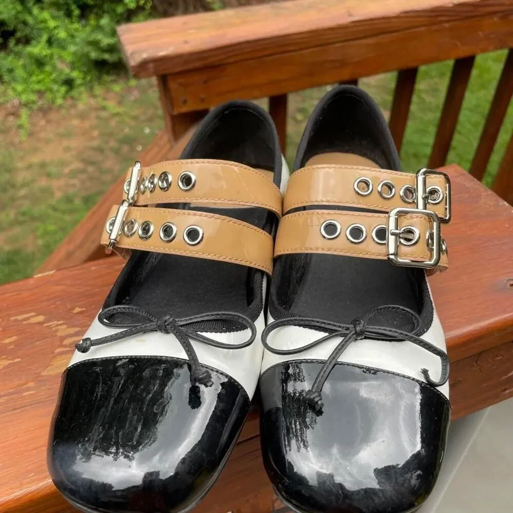Jeffrey Campbell Women's 7.5 Black White Mary Jane Flats